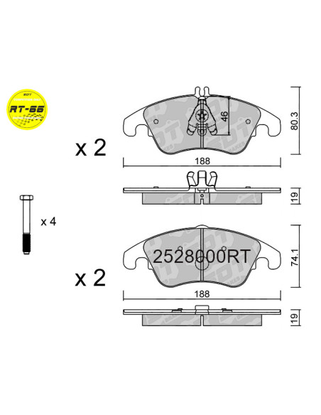 FRONT RACING BRAKEPADS RT66 AUDI A4 B8 A5 8T 8F FORD FOCUS MK2