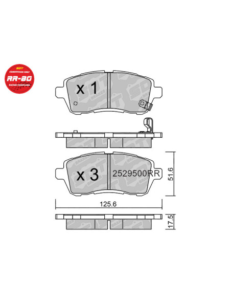 FRONT RACING BRAKEPADS RR80 FORD FIESTA MAZDA 2 SUZUKI SWIFT