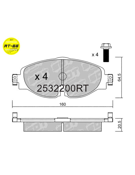 FRONT RACING BRAKEPADS RT66 AUDI A3 8V CUPRA SEAT LEON 5F SKODA GOLF 7 T-ROC