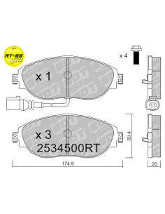 FRONT RACING BRAKEPADS RT66 AUDI A3 S3 8V Q3 CUPRA FORMENTOR SEAT LEON CUPRA 5F VW ARTEON GOLF VII CLUBSPORT