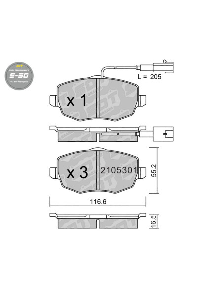 FRONT HIGH PERFORMANCE BRAKEPADS S50 LANCIA YPSILON