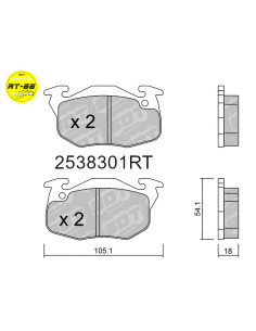 FRONT RACING BRAKEPADS RT66 CITROEN AX SAXO ZX PEUGEOT 106 205 306 309 RENAULT CLIO R5 R11 R19