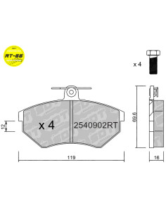 FRONT RACING BRAKEPADS RT66 SEAT CORDOBA IBIZA II CUPRA ABF TOLEDO VW CORRADO GOLF II GTI