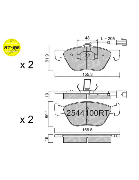 FRONT RACING BRAKEPADS RT66 ALFA ROMEO 145 146 156 SPIDER FIAT COUPE LANCIA DELTA MK2