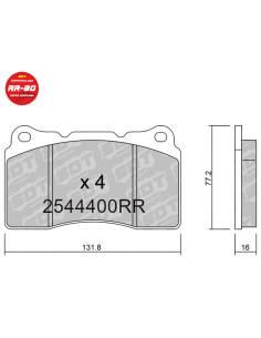 Racing RR80 Front Brake Pads for Cupra, Brembo, Honda Civic FK8, Mitsubishi Evolution, Renault Megane RS, Subaru Impreza