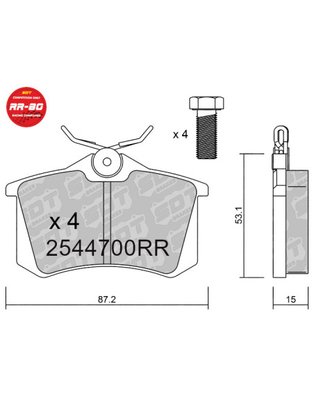 REAR RACING BRAKEPADS RR80 AUDI CITROEN DS PEUGEOT SEAT SKODA VW GTI CUPRA
